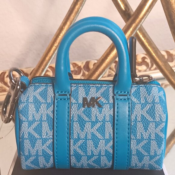 NWT Michael Kors Micro Duffle Keyfob, Perfect Sky - Picture 1 of 7